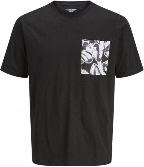 Jack & Jones Split Pocket Print T-Shirt Black - T-shirts - T-shirts Homme Grande Taille