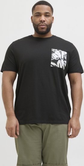 Jack & Jones Split Pocket Print T-Shirt Black - T-shirts - T-shirts Homme Grande Taille