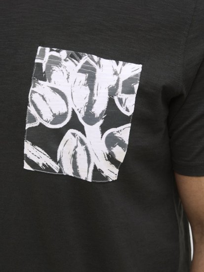 Jack & Jones Split Pocket Print T-Shirt Black - T-shirts - T-shirts Homme Grande Taille