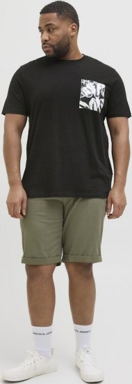 Jack & Jones Split Pocket Print T-Shirt Black - T-shirts - T-shirts Homme Grande Taille