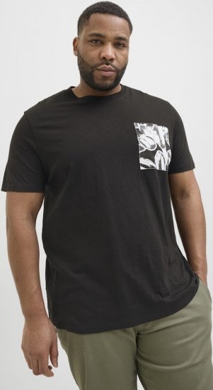 Jack & Jones Split Pocket Print T-Shirt Black - T-shirts - T-shirts Homme Grande Taille