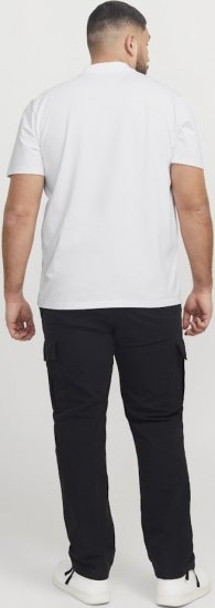 Jack & Jones Fusion Pique Zipper Polo Bright White - Polos - Polos homme grande taille