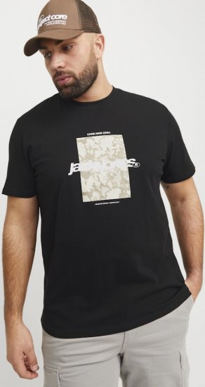 Jack & Jones Tarmac Camo Crew Neck T-Shirt Black - T-shirts - T-shirts Homme Grande Taille