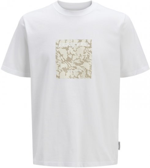 Jack & Jones Tarmac Camo Crew Neck T-Shirt Bright White - T-shirts - T-shirts Homme Grande Taille