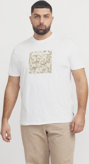 Jack & Jones Tarmac Camo Crew Neck T-Shirt Bright White - T-shirts - T-shirts Homme Grande Taille