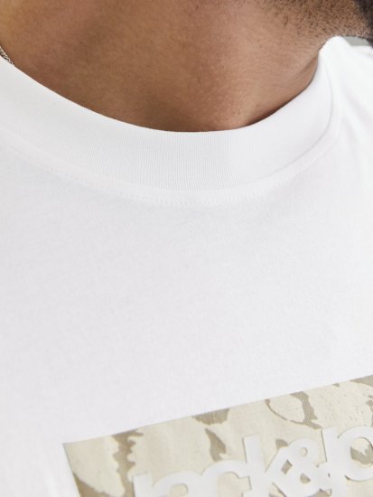 Jack & Jones Tarmac Camo Crew Neck T-Shirt Bright White - T-shirts - T-shirts Homme Grande Taille