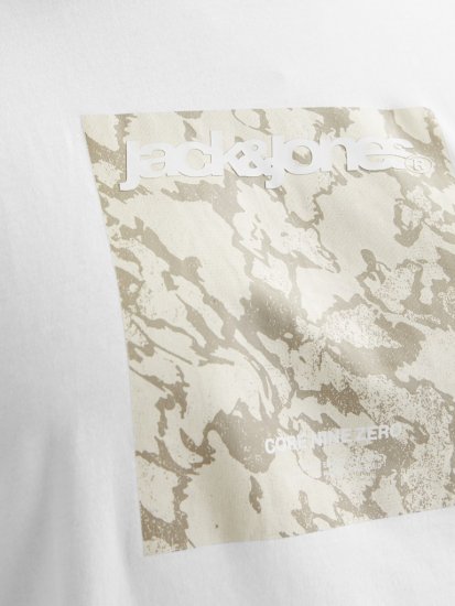 Jack & Jones Tarmac Camo Crew Neck T-Shirt Bright White - T-shirts - T-shirts Homme Grande Taille