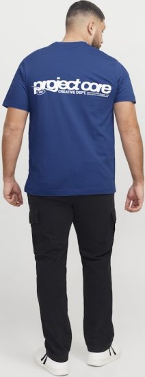 Jack & Jones Union Front & Back Print Crew Neck T-Shirt Beaucoup Blue - T-shirts - T-shirts Homme Grande Taille