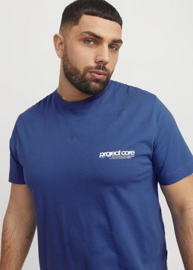 Jack & Jones Union Front & Back Print Crew Neck T-Shirt Beaucoup Blue - T-shirts - T-shirts Homme Grande Taille