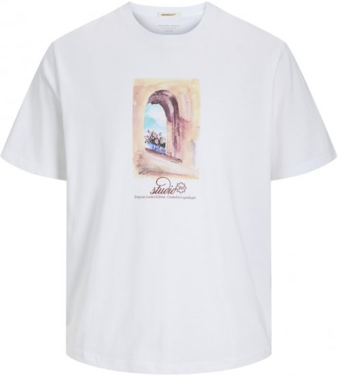 Jack & Jones Hydra Crew Neck T-Shirt Bright White - T-shirts - T-shirts Homme Grande Taille