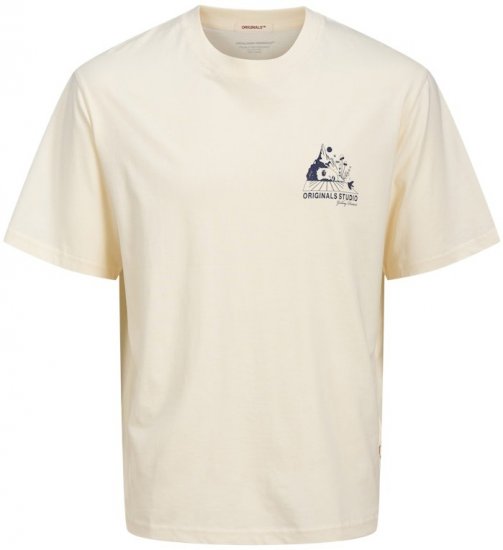 Jack & Jones Bellagio Collage Crew Neck T-Shirt Antique White - T-shirts - T-shirts Homme Grande Taille