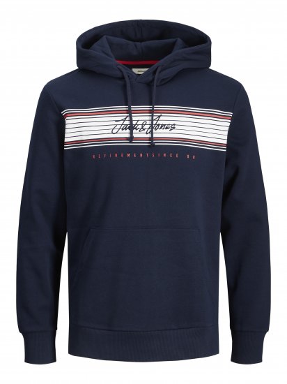 Jack & Jones JJLEO SWEAT Hoodie Navy - Sweatshirts & hoodies - Sweatshirts/Hoodies grande taille homme