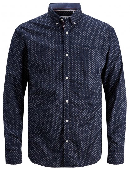 Jack & Jones JJDEAN LS Shirt Navy - Chemises - Chemises Grandes Tailles Hommes