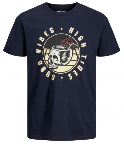 Jack & Jones JJEUSTACE T-Shirt Navy - T-shirts - T-shirts Homme Grande Taille