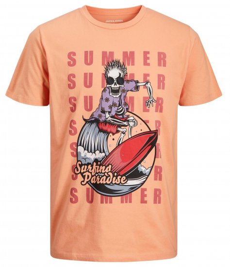 Jack & Jones JJEUSTACE T-Shirt Orange - T-shirts - T-shirts Homme Grande Taille