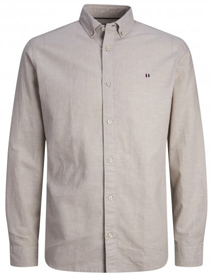 Jack & Jones JPRBLUSUMMER SHIELD LS Shirt Fields Of Rye - Chemises - Chemises Grandes Tailles Hommes