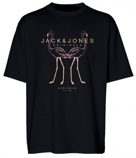 Jack & Jones JORLAFAYETTE 2 FST T-Shirt Black - T-shirts - T-shirts Homme Grande Taille