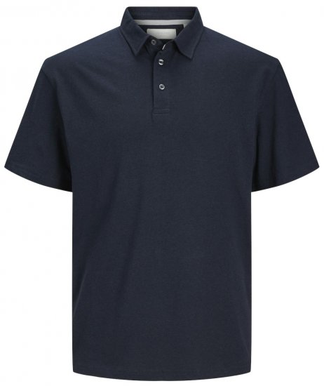 Jack & Jones JPRCC Soft Linen Blend Polo Night Sky - Polos - Polos homme grande taille
