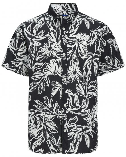 Jack & Jones JORLAFAYETTE AOP Short Sleeve Shirt Black - Chemises - Chemises Grandes Tailles Hommes