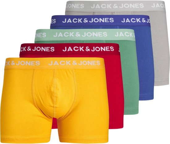 Jack & Jones JACLARRY SOLID TRUNKS 5 PACK Tango Red - Sous-vêtements & bain - Sous-vêtements Grande Taille