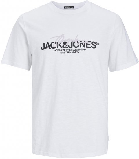 Jack & Jones JORARUBA BRANDING TEE SS CREW NECK Bright White - T-shirts - T-shirts Homme Grande Taille