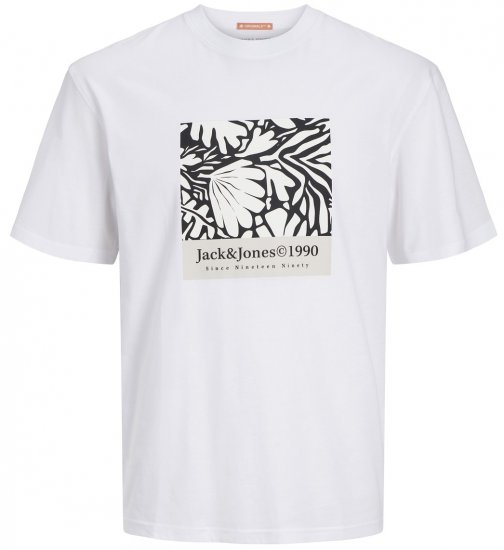  Jack & Jones JORMARBELLA AOP BRANDING T-Shirt Bright White - T-shirts - T-shirts Homme Grande Taille