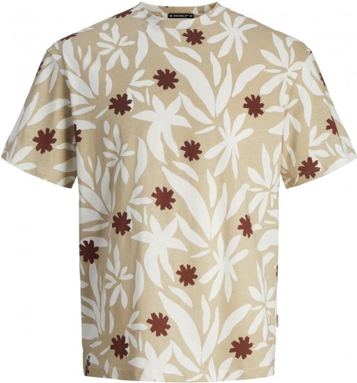 Jack & Jones JORMARBELLA AOP TEE SS CREW NECK PLS Fields Of Rye - T-shirts - T-shirts Homme Grande Taille