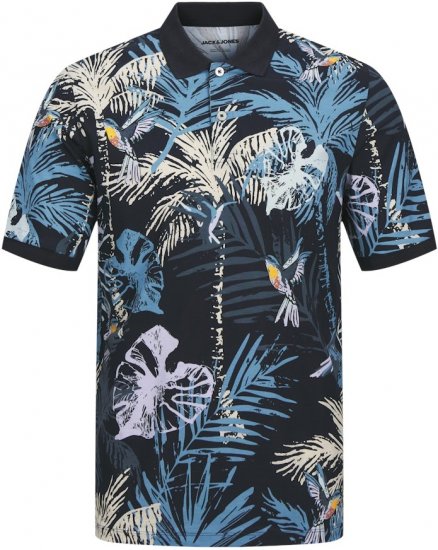 Jack & Jones Hawaii AOP Short Sleeve Polo Blue - Polos - Polos homme grande taille