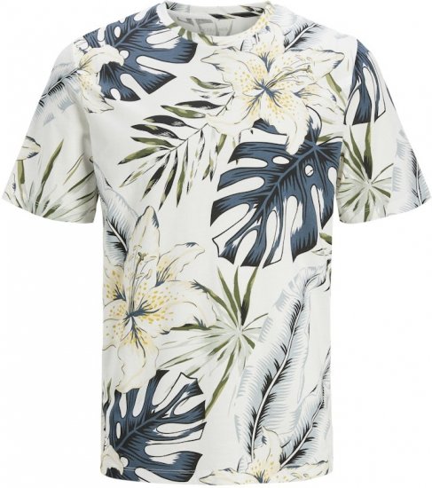 Jack & Jones Hawaii AOP Crew Neck T-Shirt White - T-shirts - T-shirts Homme Grande Taille