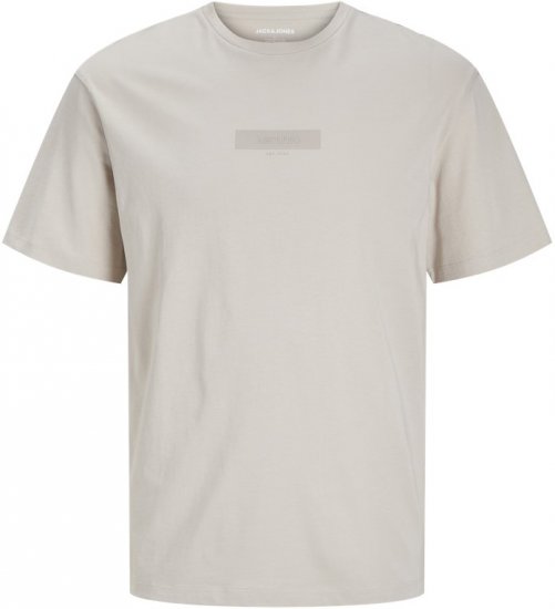 Jack & Jones TAKA T-Shirt Light Grey - T-shirts - T-shirts Homme Grande Taille