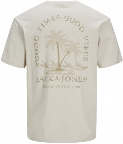  Jack & Jones Summer Vibes Crew Neck T-Shirt Moonbeam - T-shirts - T-shirts Homme Grande Taille