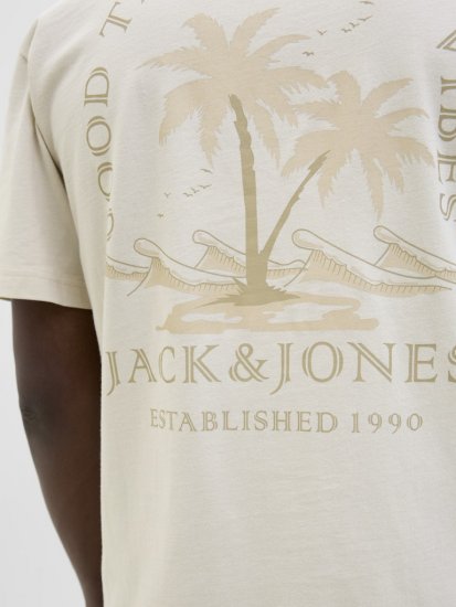  Jack & Jones Summer Vibes Crew Neck T-Shirt Moonbeam - T-shirts - T-shirts Homme Grande Taille