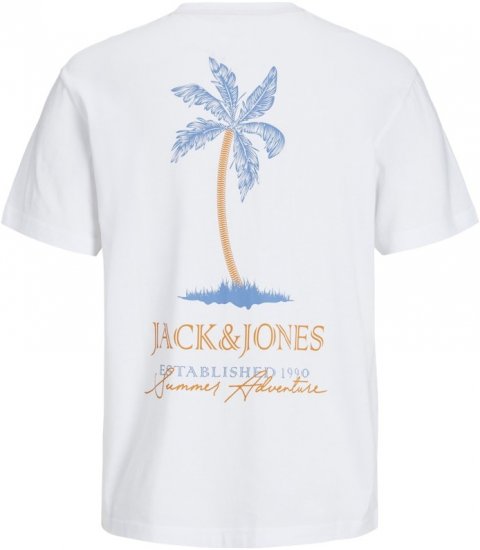 Jack & Jones Summer Vibes Crew Neck T-Shirt White - T-shirts - T-shirts Homme Grande Taille