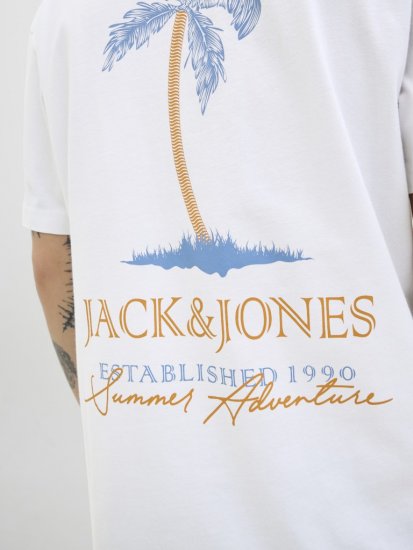 Jack & Jones Summer Vibes Crew Neck T-Shirt White - T-shirts - T-shirts Homme Grande Taille