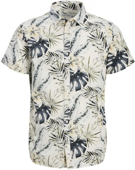Jack & Jones Hawaii AOP Shirt White - Chemises - Chemises Grandes Tailles Hommes