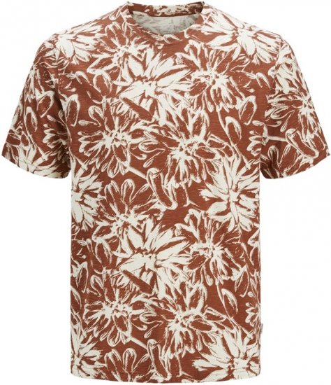 Jack & Jones Split AOP Crew Neck T-Shirt Brown - T-shirts - T-shirts Homme Grande Taille