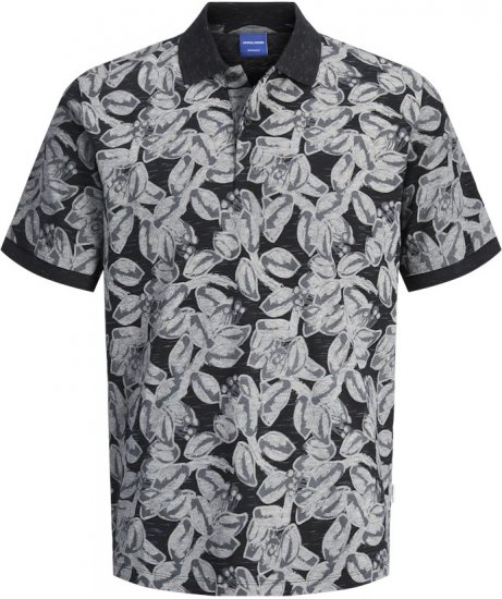 Jack & Jones Split AOP Print Polo Black - Polos - Polos homme grande taille
