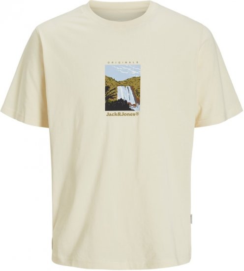 Jack & Jones Split Front Graphic Crew Neck T-Shirt Antique White - T-shirts - T-shirts Homme Grande Taille