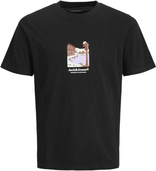 Jack & Jones Split Front Graphic Crew Neck T-Shirt Black - T-shirts - T-shirts Homme Grande Taille