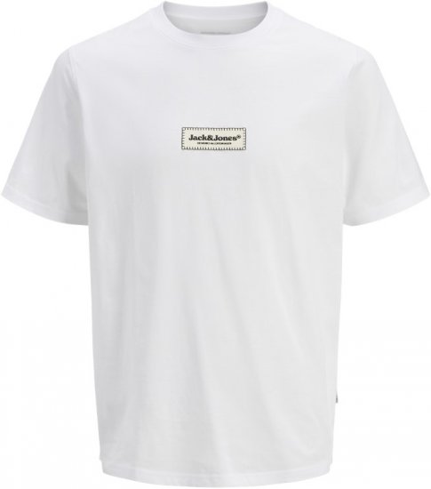 Jack & Jones Split Fakestitch Branding T-Shirt Bright White - T-shirts - T-shirts Homme Grande Taille
