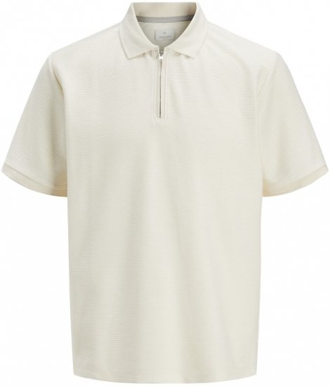 Jack & Jones Ronnie Polo with Zipper Bright White - Polos - Polos homme grande taille