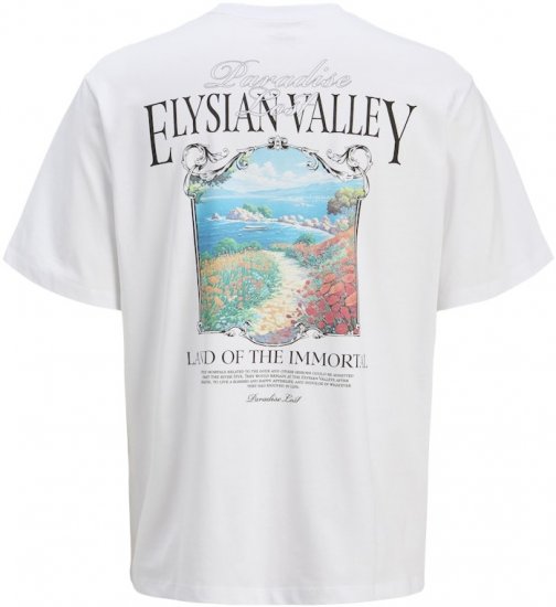 Jack & Jones Parallel Crew Neck T-Shirt Bright White - T-shirts - T-shirts Homme Grande Taille