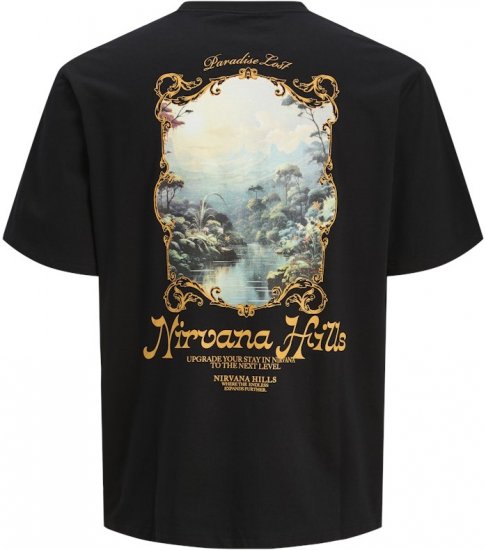 Jack & Jones Parallel Crew Neck T-Shirt Black - T-shirts - T-shirts Homme Grande Taille