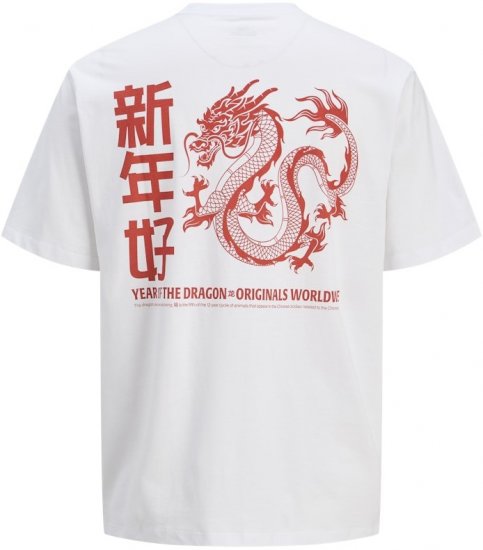 Jack & Jones Snake Dragon Crew Neck T-Shirt Bright White - T-shirts - T-shirts Homme Grande Taille