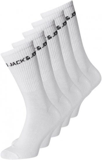 Jack & Jones BASIC LOGO Tennis Socks 5-Pack White - Sous-vêtements & bain - Sous-vêtements Grande Taille