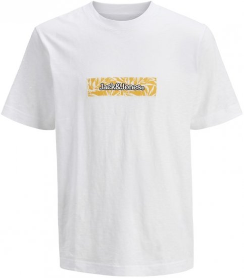 Jack & Jones Split Branding AOP Crew Neck T-Shirt Bright White - T-shirts - T-shirts Homme Grande Taille