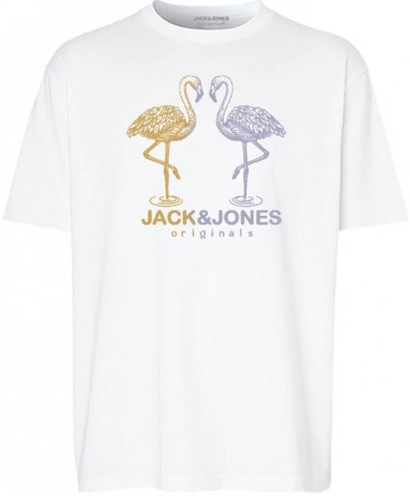Jack & Jones Split Gradient Crew Neck T-Shirt Bright White - T-shirts - T-shirts Homme Grande Taille
