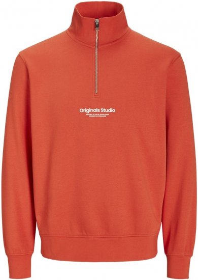Jack & Jones Esterbro High Neck Quarter Zip Sweatshirt Red - Sweatshirts & hoodies - Sweatshirts/Hoodies grande taille homme