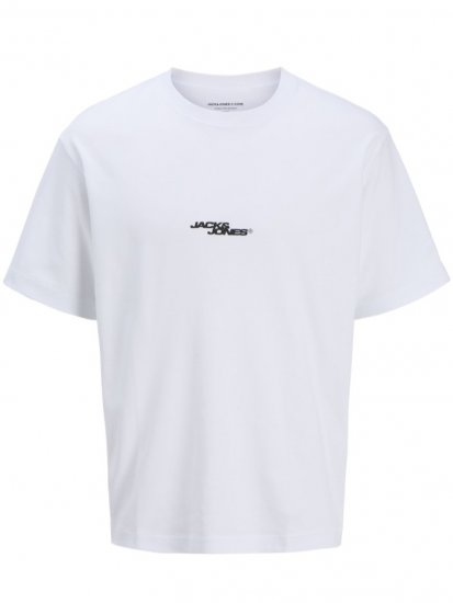 Jack & Jones Summer Sago Print Crew Neck T-Shirt Bright White - T-shirts - T-shirts Homme Grande Taille