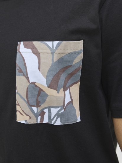  Jack & Jones Tavira Aop Pocket Crew Neck T-Shirt Black - T-shirts - T-shirts Homme Grande Taille